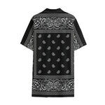 Black And White Paisley Bandana Print Cotton Hawaiian Shirt