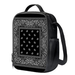 Black And White Paisley Bandana Print Crossbody Lunch Bag
