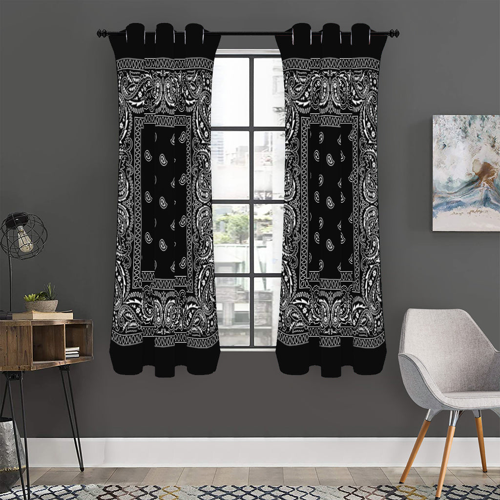 Black And White Paisley Bandana Print Curtain