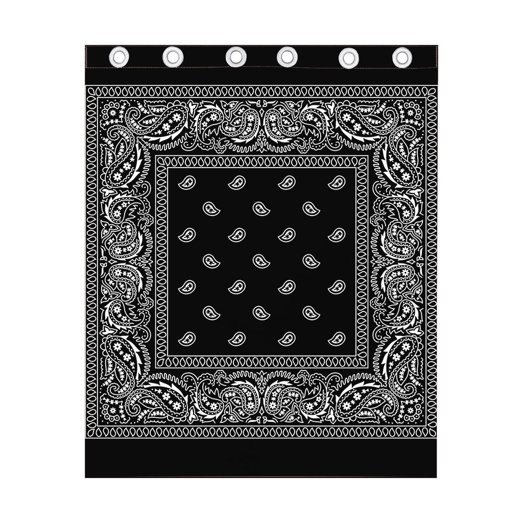 Black And White Paisley Bandana Print Curtain