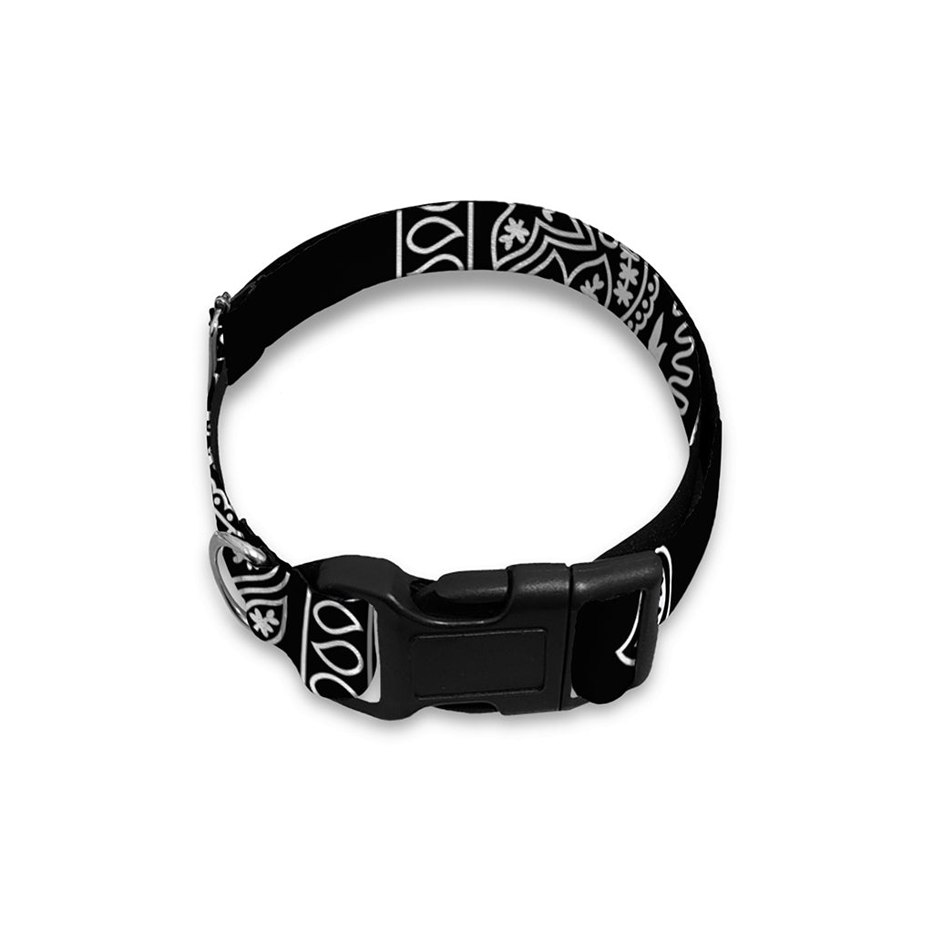Black And White Paisley Bandana Print Dog Collar