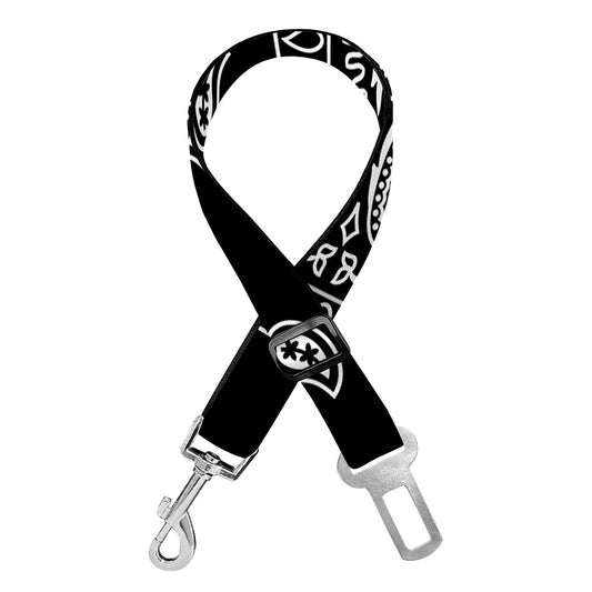 Black And White Paisley Bandana Print Dog Seat Belt