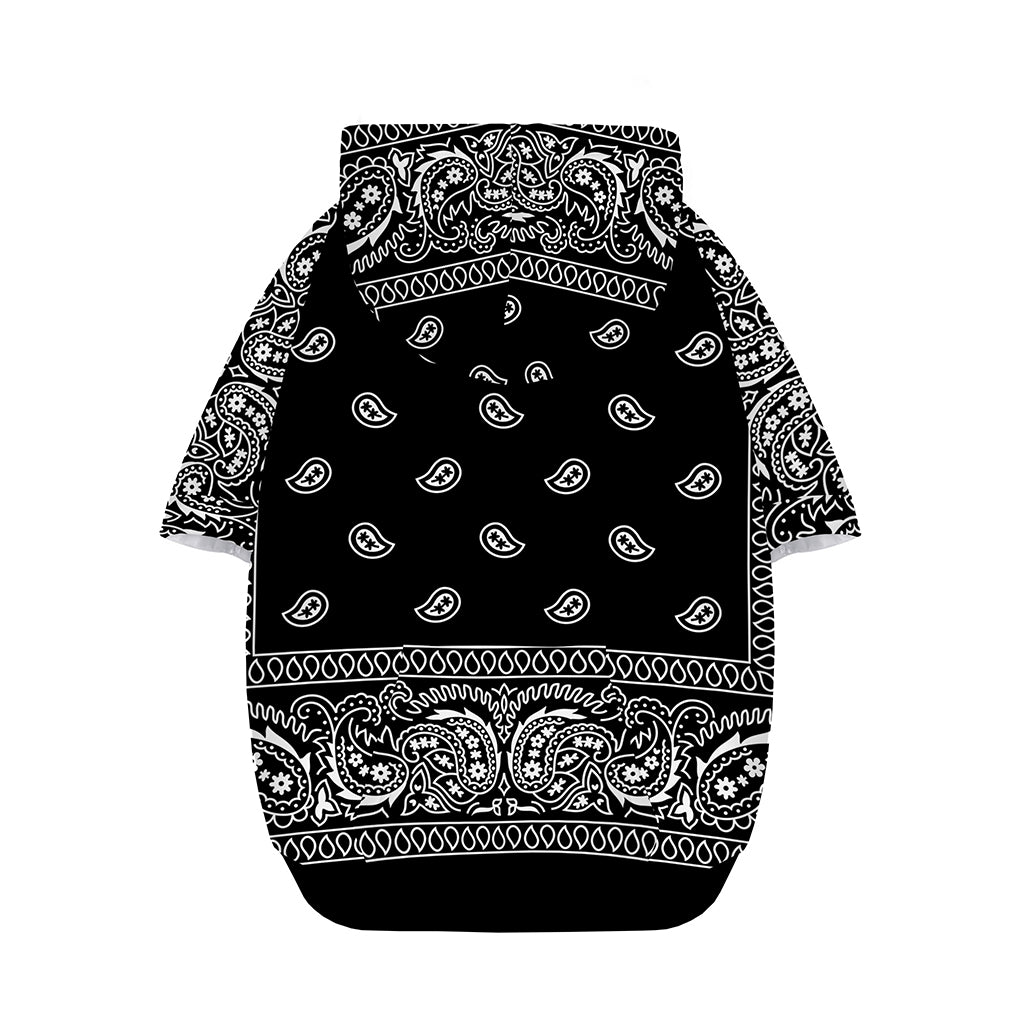 Black And White Paisley Bandana Print Dog Zip Up Hoodie