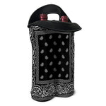 Black And White Paisley Bandana Print Double Neoprene Wine Tote