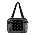 Black And White Paisley Bandana Print Double Strap Bible Bag