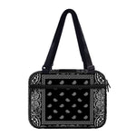 Black And White Paisley Bandana Print Double Strap Bible Bag