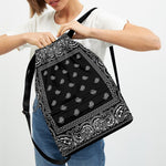 Black And White Paisley Bandana Print Drawstring Backpack