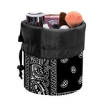 Black And White Paisley Bandana Print Drawstring Makeup Bag