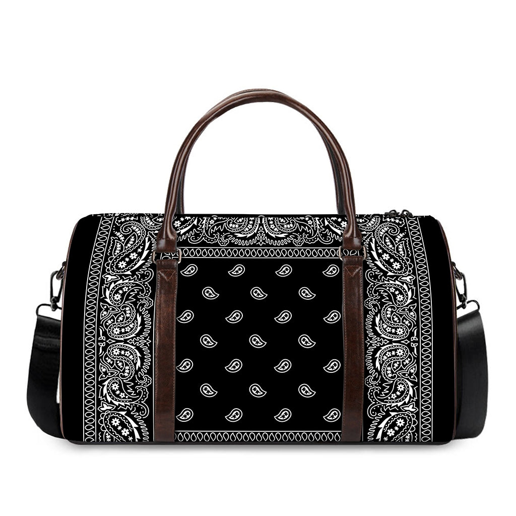Black And White Paisley Bandana Print Duffle Bag