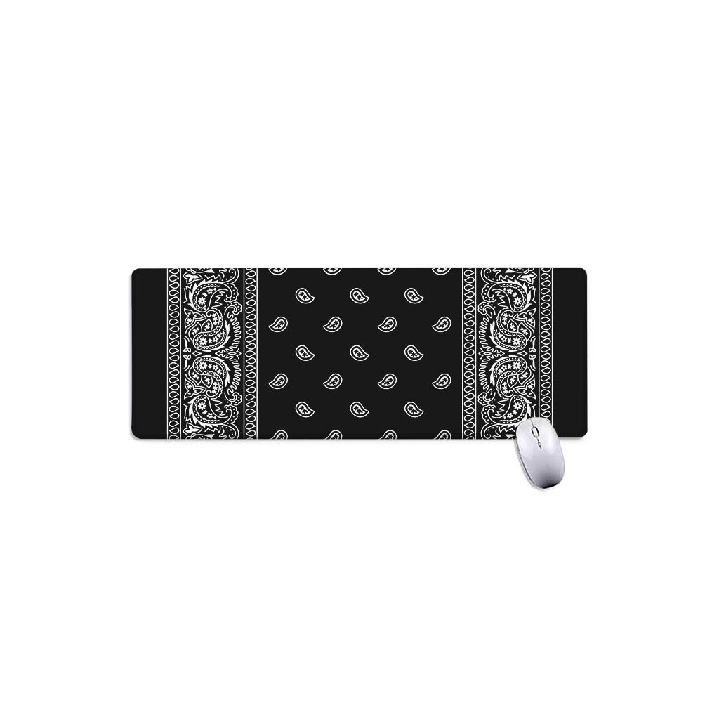 Black And White Paisley Bandana Print Extended Mouse Pad