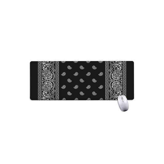 Black And White Paisley Bandana Print Extended Mouse Pad