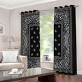 Black And White Paisley Bandana Print Extra Wide Grommet Curtains