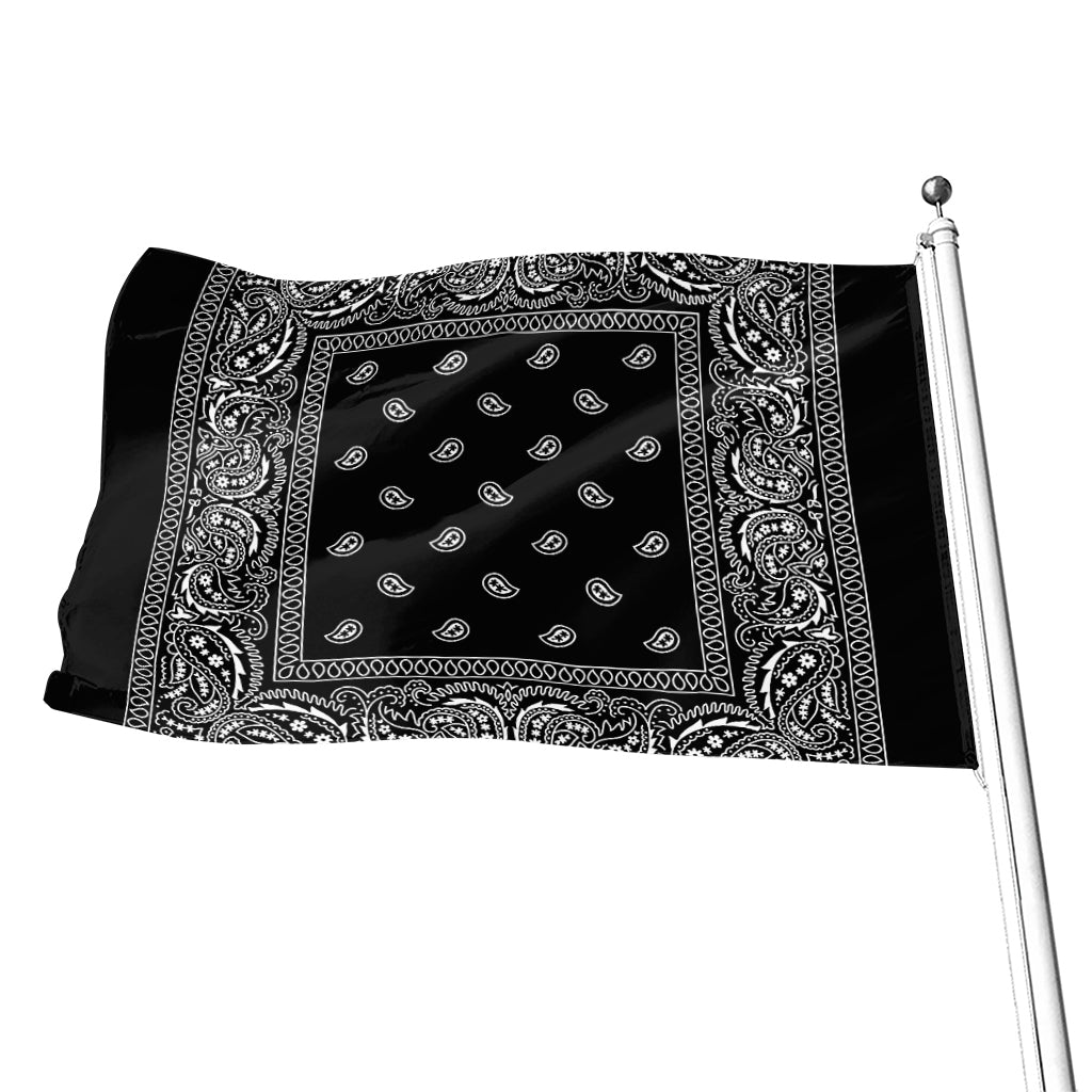 Black And White Paisley Bandana Print Flag