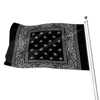 Black And White Paisley Bandana Print Flag
