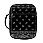 Black And White Paisley Bandana Print Front Pocket Bible Bag