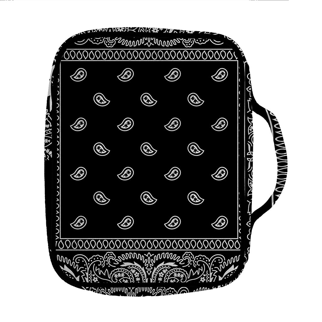 Black And White Paisley Bandana Print Front Pocket Bible Bag