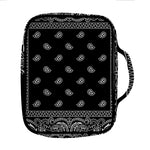 Black And White Paisley Bandana Print Front Pocket Bible Bag