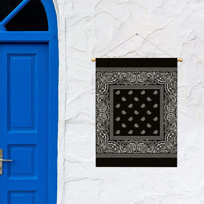 Black And White Paisley Bandana Print Garden Flag