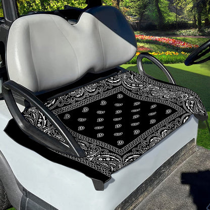Black And White Paisley Bandana Print Golf Cart Seat Cover