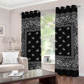 Black And White Paisley Bandana Print Grommet Curtains
