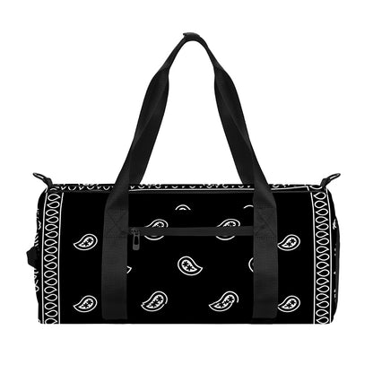 Black And White Paisley Bandana Print Gym Bag