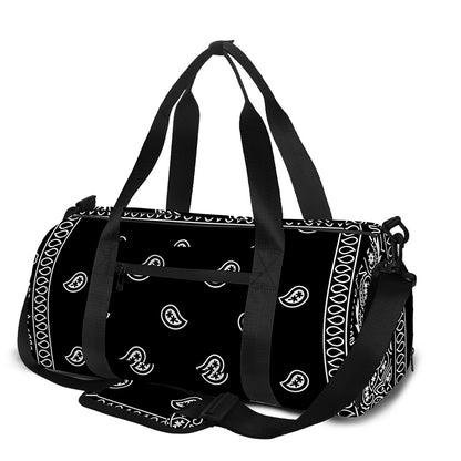 Black And White Paisley Bandana Print Gym Bag