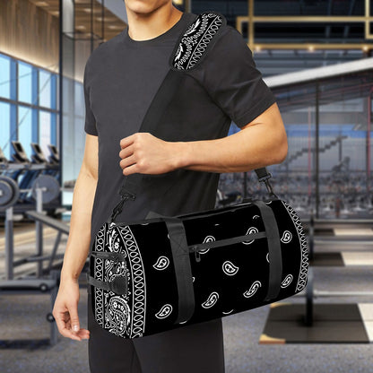 Black And White Paisley Bandana Print Gym Bag