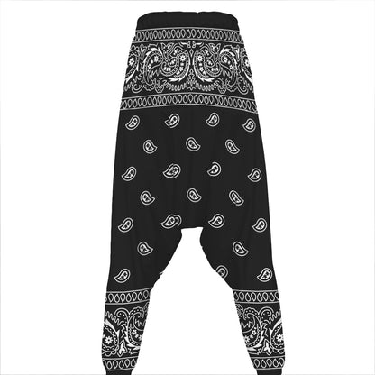 Black And White Paisley Bandana Print Hammer Pants