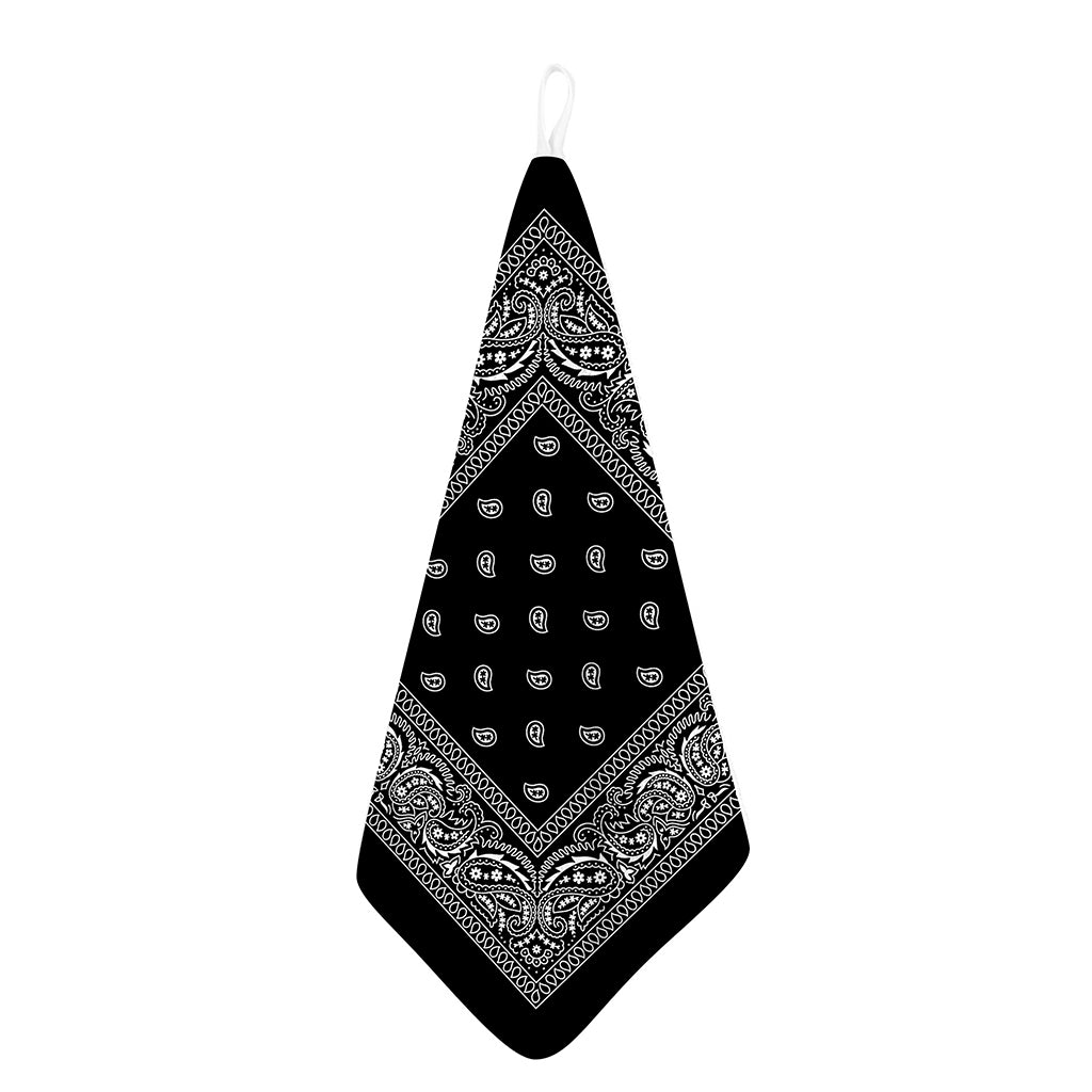 Black And White Paisley Bandana Print Hand Towel