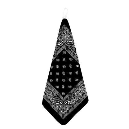 Black And White Paisley Bandana Print Hand Towel