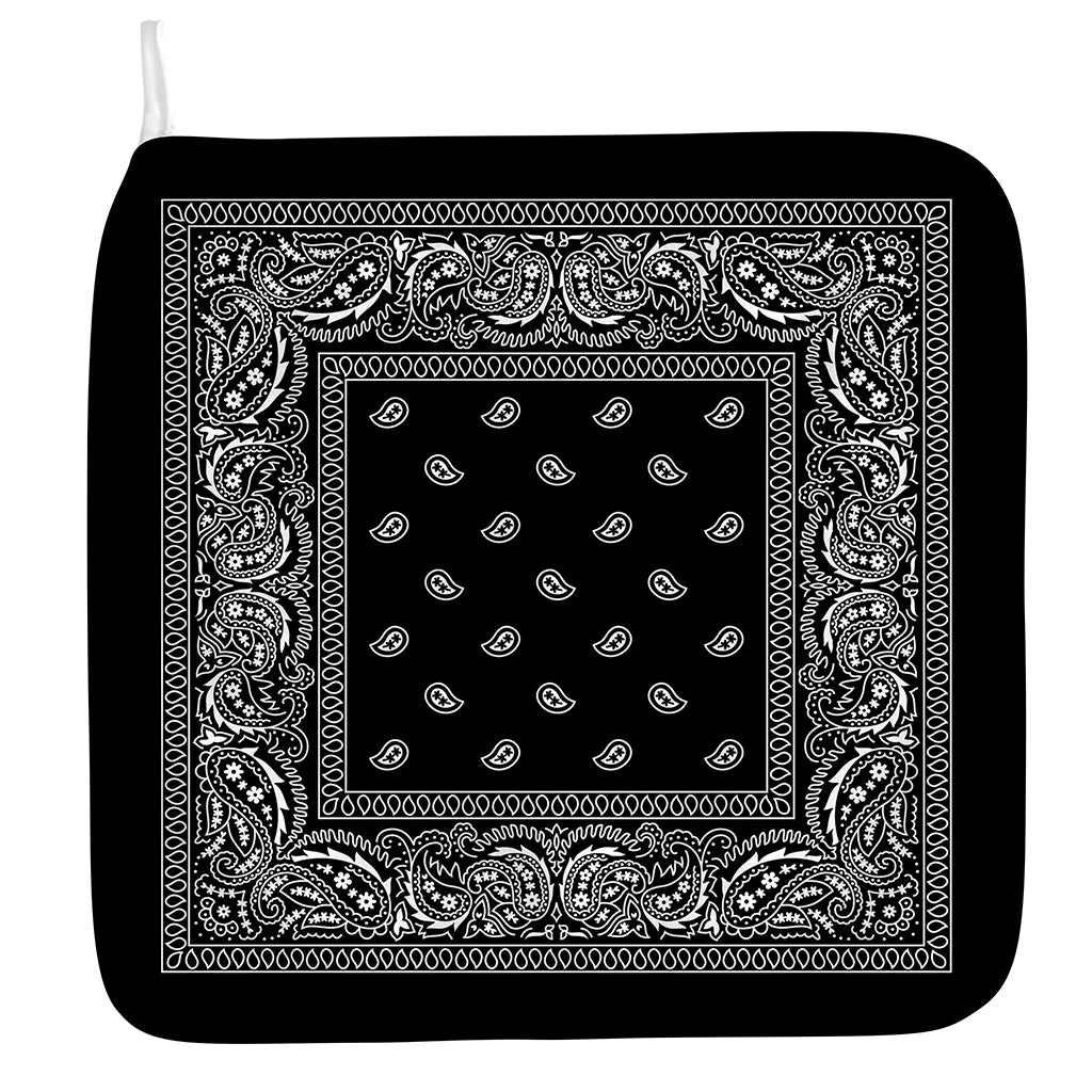 Black And White Paisley Bandana Print Hand Towel