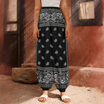 Black And White Paisley Bandana Print Harem Pants