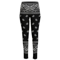 Black And White Paisley Bandana Print High-Waisted Pocket Leggings