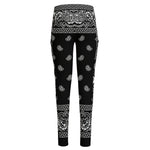 Black And White Paisley Bandana Print High-Waisted Pocket Leggings