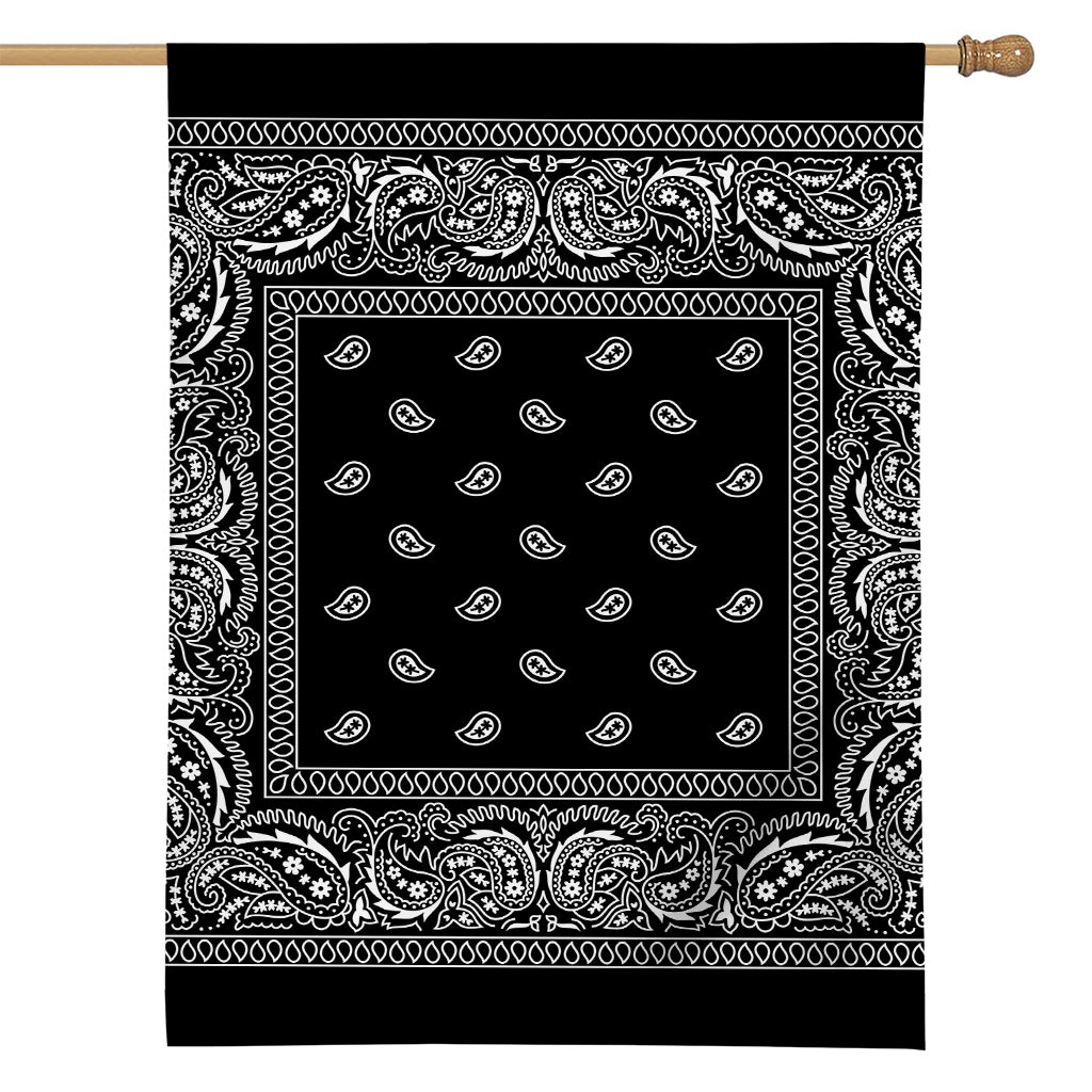 Black And White Paisley Bandana Print House Flag