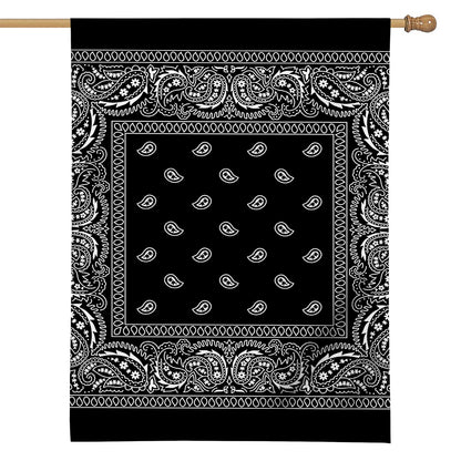 Black And White Paisley Bandana Print House Flag