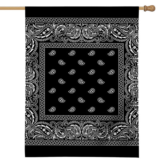 Black And White Paisley Bandana Print House Flag
