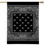 Black And White Paisley Bandana Print House Flag