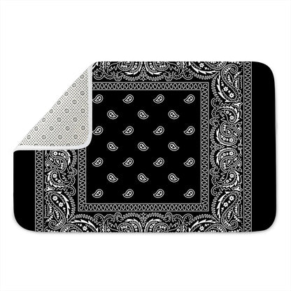 Black And White Paisley Bandana Print Indoor Door Mat