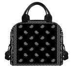 Black And White Paisley Bandana Print Insulated Lunch Bag