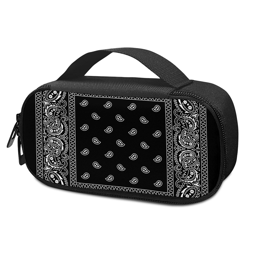 Black And White Paisley Bandana Print Insulin Cooler Travel Case