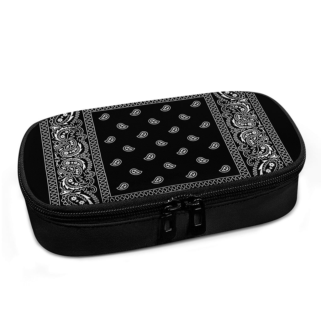 Black And White Paisley Bandana Print Insulin Cooler Travel Case