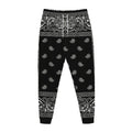 Black And White Paisley Bandana Print Jogger Pants