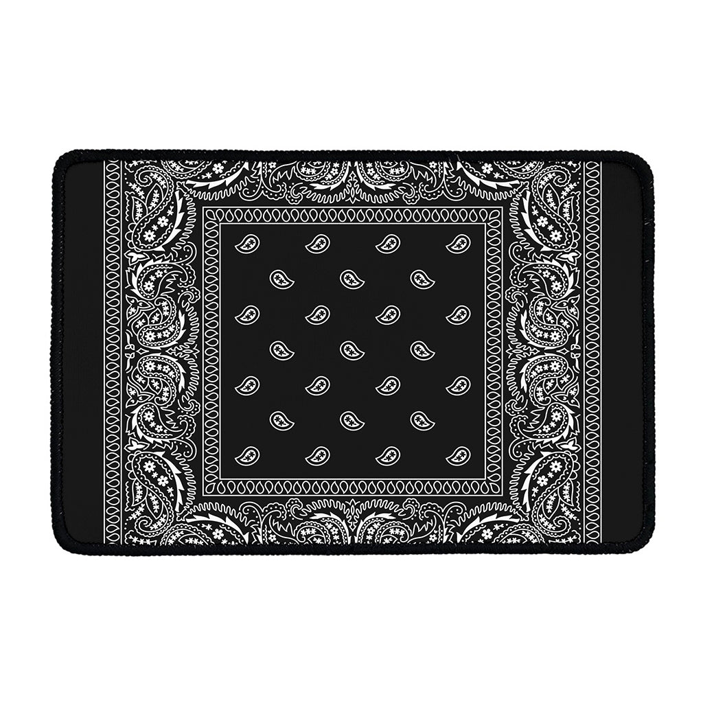 Black And White Paisley Bandana Print Kitchen Mat
