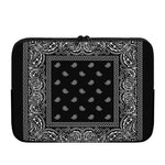 Black And White Paisley Bandana Print Laptop Sleeve