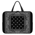 Black And White Paisley Bandana Print Laptop Sleeve With Handle