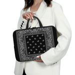 Black And White Paisley Bandana Print Laptop Sleeve With Handle