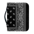 Black And White Paisley Bandana Print Leather Bible Cover