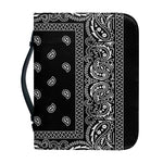 Black And White Paisley Bandana Print Leather Bible Cover