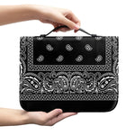 Black And White Paisley Bandana Print Leather Bible Cover